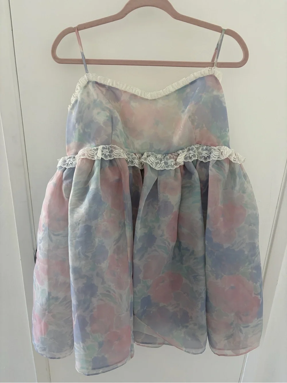 Selkie Pastel Pink & Blue Floral Lace-Trim Dress XL - Picture 5 of 5